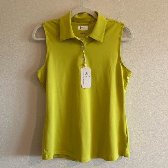 NWT Greg Norman Classic Sleeveless Polo Top Women Small Golf Shirt Collar Green - Picture 1 of 6